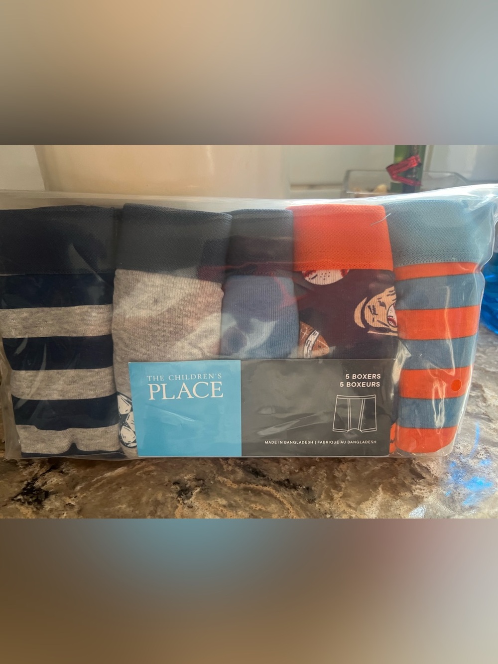 The Children's Place Boys' 5-Pack Boxer Briefs - Navy & Orange NWT
